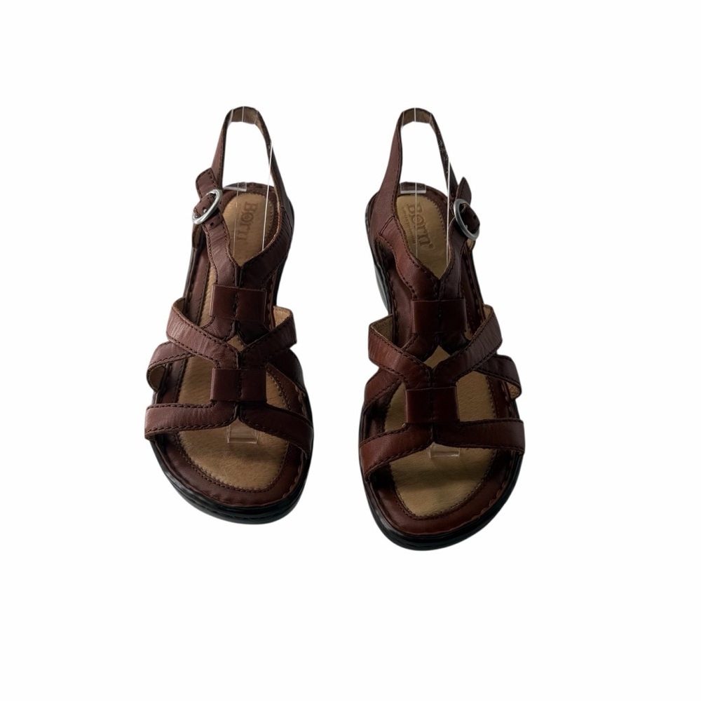 Born Leather Sandals Wedge Heel Open Toe Straps Buckle Close Boho Summer Size 6